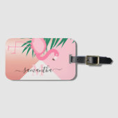 Tropisch Roze Flamingo Bagagelabel (Voorkant (horizontaal))
