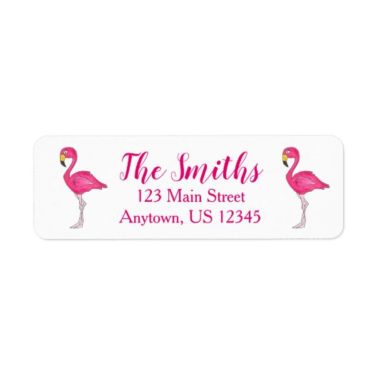 Tropisch Roze Flamingo Bird Address Label (Voorkant)