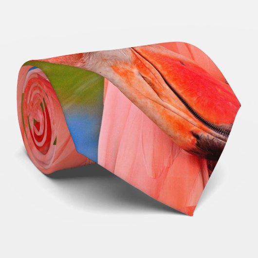 Tropisch Roze Flamingo Bird Mannen Stropdas (Opgerold)