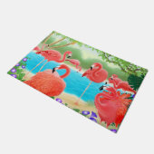 Tropisch roze flamingo Birds Doormat Deurmat (Schuin)