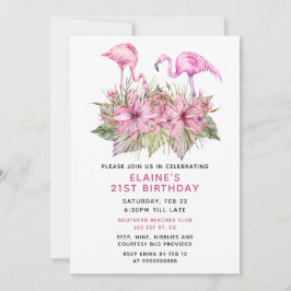 Tropisch roze flamingo Birthday Party Kaart