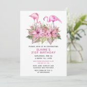 Tropisch roze flamingo Birthday Party Kaart (Staand voorkant)
