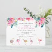 Tropisch roze flamingo Birthday Party Kaart (Staand voorkant)