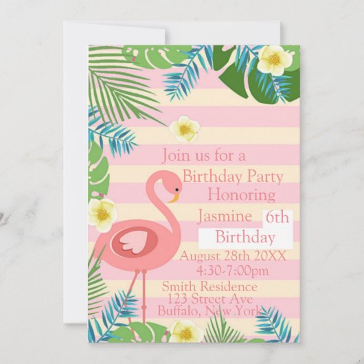 Tropisch roze flamingo Birthday Party Kaart (Voorkant)