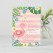 Tropisch roze flamingo Birthday Party Kaart (Staand voorkant)