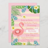 Tropisch roze flamingo Birthday Party Kaart (Voorkant / Achterkant)