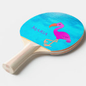 Tropisch roze flamingo blauw zee monogram tafeltennisbatje (Voorkant Gekanteld)