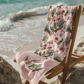 Tropisch roze flamingo bloemenpatroon strandlaken