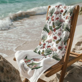 Tropisch Roze Flamingo Bloempatroon Wit Strandlaken