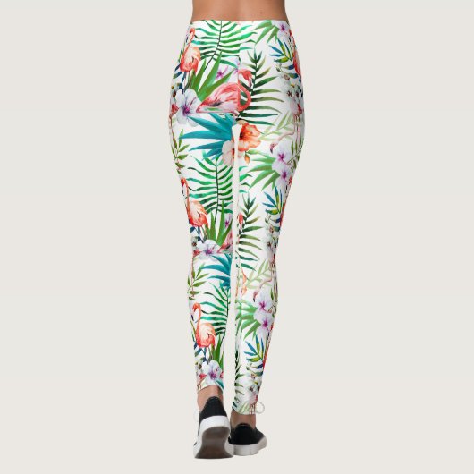 Tropisch Roze Flamingo Botanisch Plezier Trendy Ch Leggings (Achterkant)