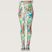 Tropisch Roze Flamingo Botanisch Plezier Trendy Ch Leggings (Voorkant)