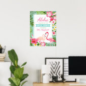 Tropisch Roze Flamingo Bruidsborrel Welkomstbord Poster (Thuiskantoor)