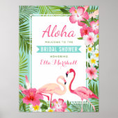 Tropisch Roze Flamingo Bruidsborrel Welkomstbord Poster (Voorkant)