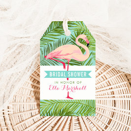 Tropisch roze flamingo bruiloft Vrijgezellenfeest Cadeaulabel