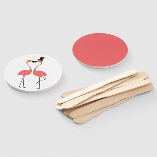 Tropisch Roze Flamingo Bruiloft Vrijgezellenfeest  Handwaaier (Niet-gemonteerd)