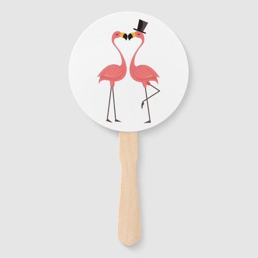 Tropisch Roze Flamingo Bruiloft Vrijgezellenfeest  Handwaaier (Voorkant)
