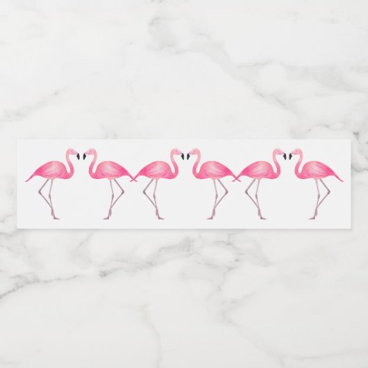 Tropisch Roze Flamingo Bruiloft Vrijgezellenfeest  Waterfles Etiket (Enkel label)
