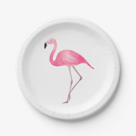 Tropisch roze flamingo bruiloft zomer strand papieren bordje