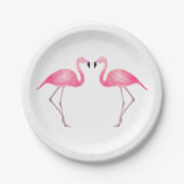 Tropisch roze flamingo bruiloft zomer strand papieren bordje (Voorkant)
