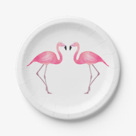 Tropisch roze flamingo bruiloft zomer strand papieren bordje