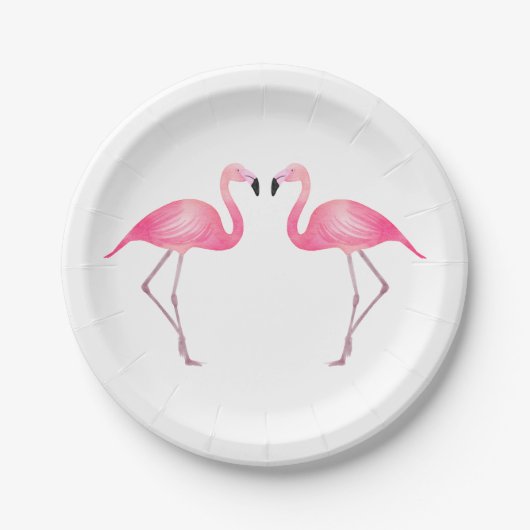 Tropisch roze flamingo bruiloft zomer strand papieren bordje (Voorkant)