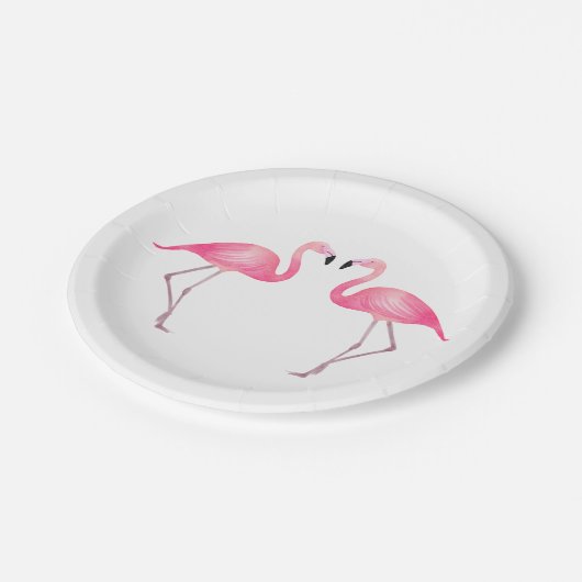Tropisch roze flamingo bruiloft zomer strand papieren bordje (Gekanteld)