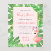 Tropisch roze flamingo budget baby shower (Voorkant)