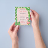 Tropisch roze flamingo budget baby shower flyer (Hand)