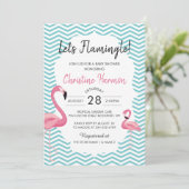 Tropisch Roze Flamingo Chevrons Beach Baby shower Kaart (Staand voorkant)