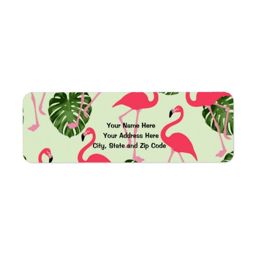 Tropisch Roze Flamingo Design Return Label (Voorkant)
