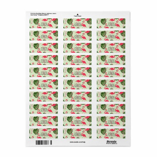 Tropisch Roze Flamingo Design Return Label (Full Sheet)
