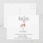 Tropisch Roze Flamingo Feestdagen Nieuw Adres Aankondigingskaart (Voorkant / Achterkant)