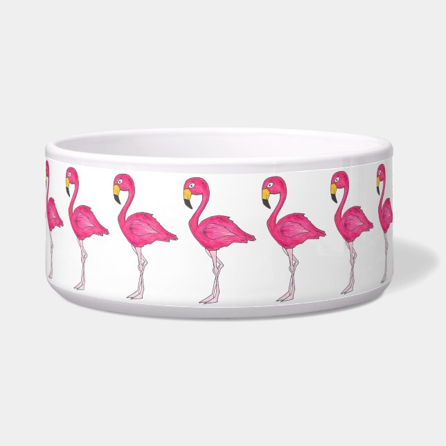 Tropisch roze flamingo Flamingos Bird Pet Bowl Voerbakje (Voorkant)