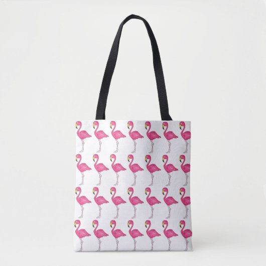Tropisch roze flamingo Flamingos Bird Print Bag Tote Bag (Voorkant)