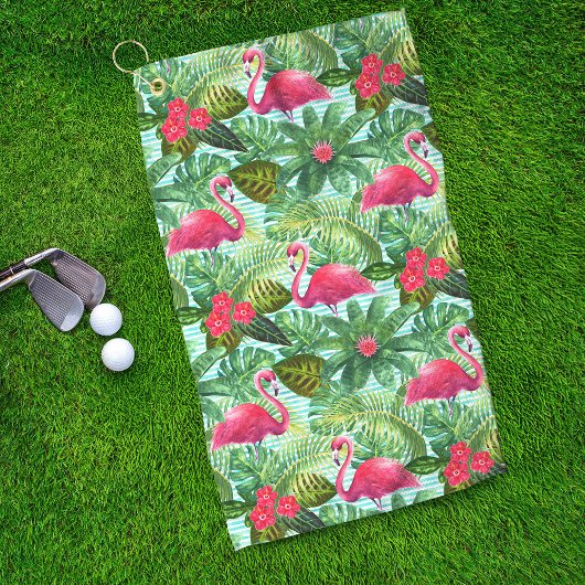 Tropisch roze flamingo Floral Girly Pattern Golfhanddoek