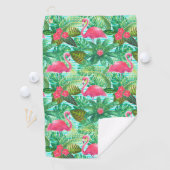 Tropisch roze flamingo Floral Girly Pattern Golfhanddoek (Insitu)