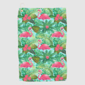 Tropisch roze flamingo Floral Girly Pattern Golfhanddoek (Voorkant)
