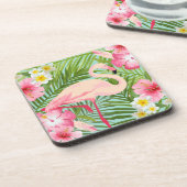 Tropisch roze flamingo Floral Palm Leaves Bier Onderzetter (Linkerzijde)