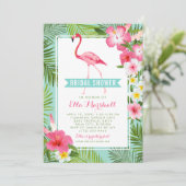 Tropisch roze flamingo Floral Vrijgezellenfeest Kaart (Staand voorkant)