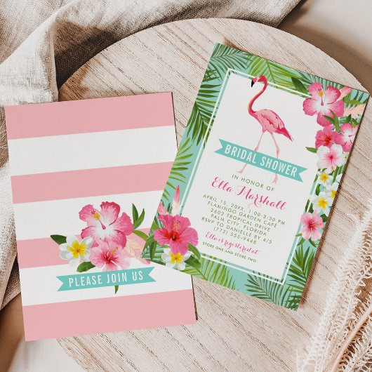 Tropisch roze flamingo Floral Vrijgezellenfeest Kaart