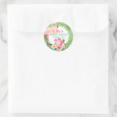 Tropisch roze flamingo Floral Vrijgezellenfeest Ronde Sticker (Tas)