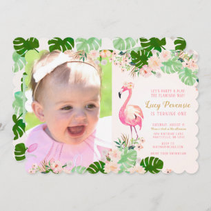 Tropisch roze flamingo Foto van Birthday Invite Kaart