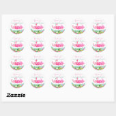 Tropisch roze flamingo gepersonaliseerd ronde sticker (Vel)