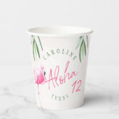 Tropisch roze flamingo gepersonaliseerd verjaardag papieren bekers (Achterkant)