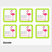Tropisch roze flamingo Gepersonaliseerde Referplat Vierkante Sticker (Vel)