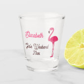 Tropisch Roze Flamingo Girl's Weekend Shot Glas (Voorkant)
