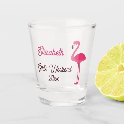 Tropisch Roze Flamingo Girl's Weekend Shot Glas (Voorkant)