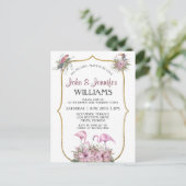 Tropisch roze flamingo Gold Wedding Vow Renewal Briefkaart (Staand voorkant)