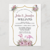 Tropisch roze flamingo Gold Wedding Vow Renewal Briefkaart (Voorkant)