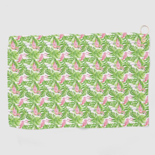 Tropisch Roze Flamingo Golfhanddoek (Horizontaal)